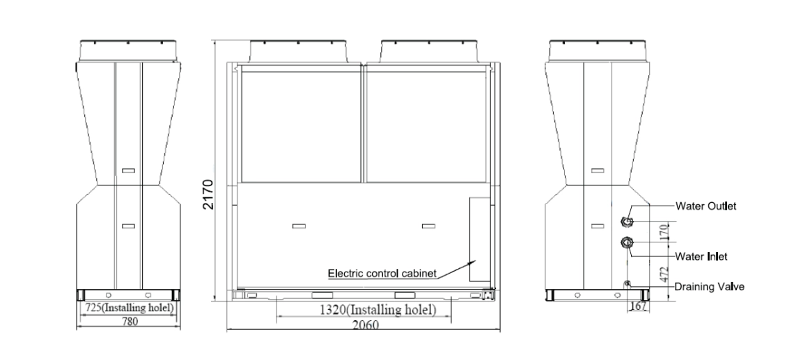 Mycond Inverter Pro MCU-065YHDD izmēru shēma.