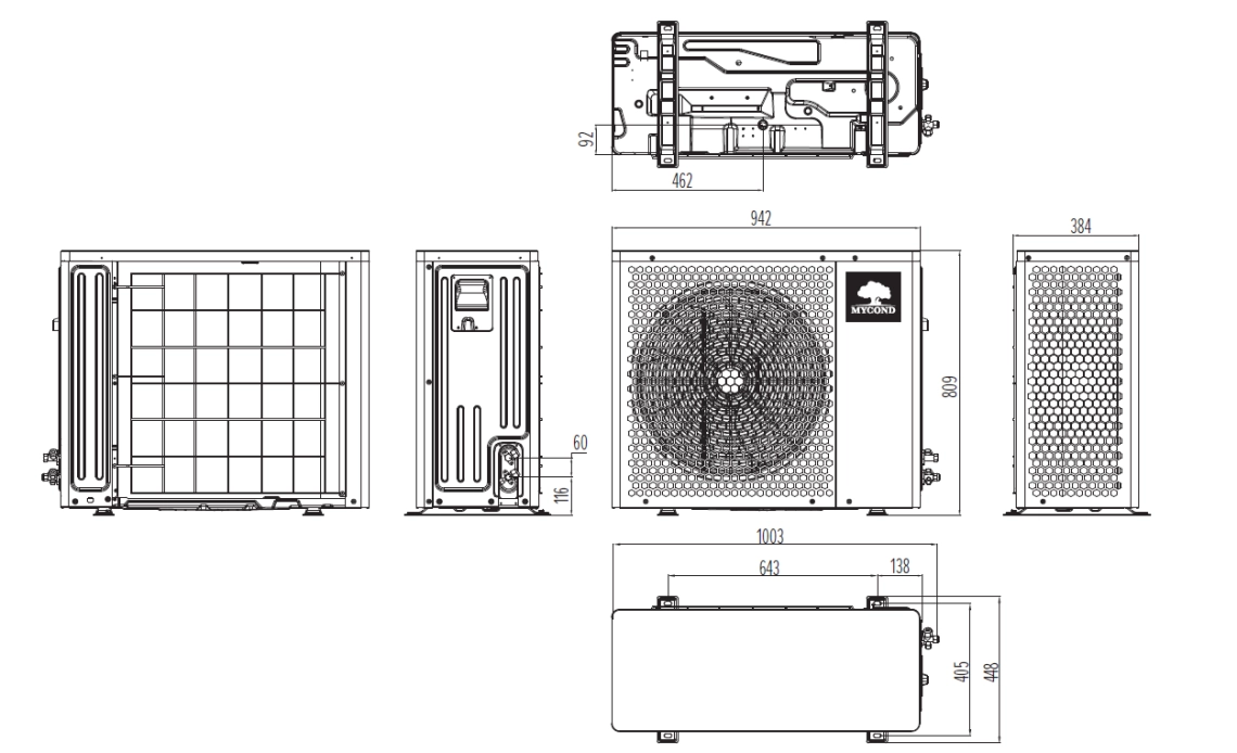 dimensions of MHS-U10BH і MHS-U12BH outdoor unit