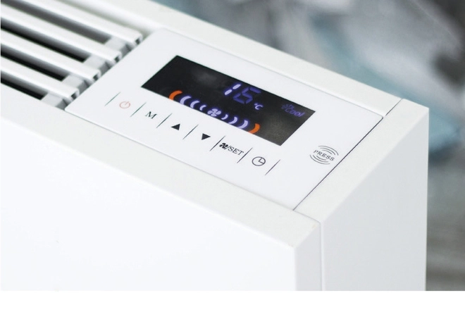MyCon Silent Sleek Grīdas ventilatora spirāles ierīce efektīvai un klusai gaisa kondicionēšanai.
