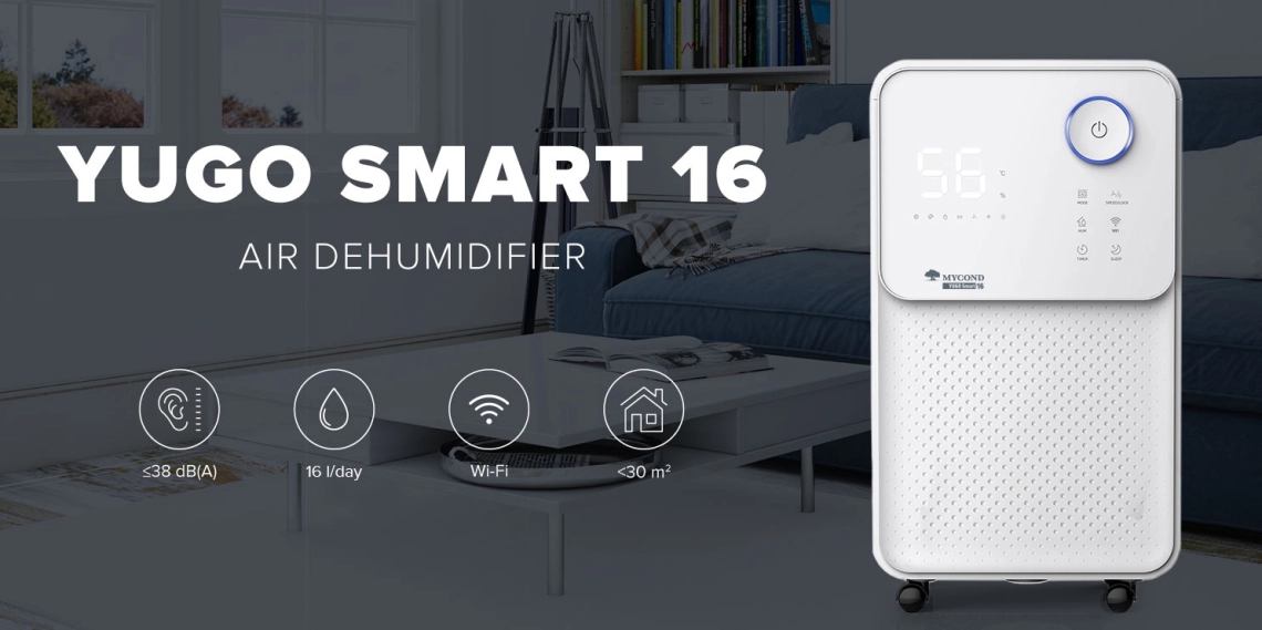 YUGO Smart 16 Kompakts gaisa susinātājs ar klusu darbību un augstu efektivitāti.